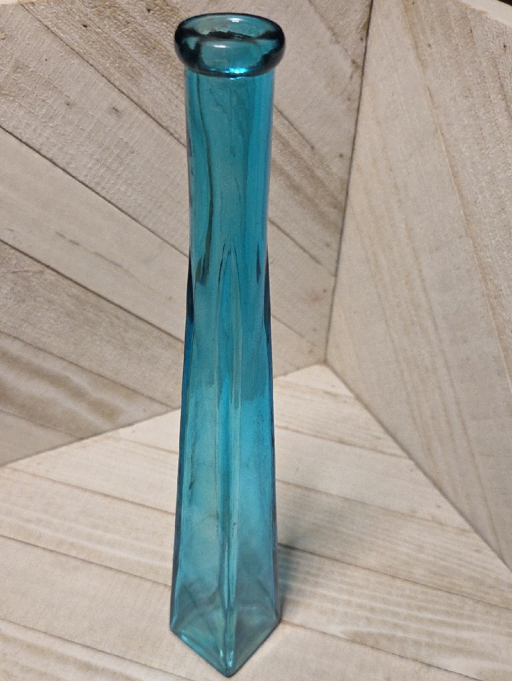 Vintage Teal/Blue Glass Tall Skinny Vase